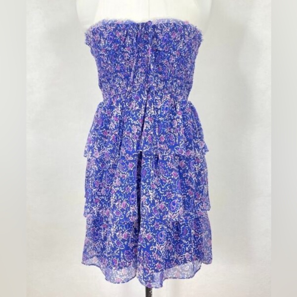 American Eagle Floral Purple Tiered Halter Mini Dress